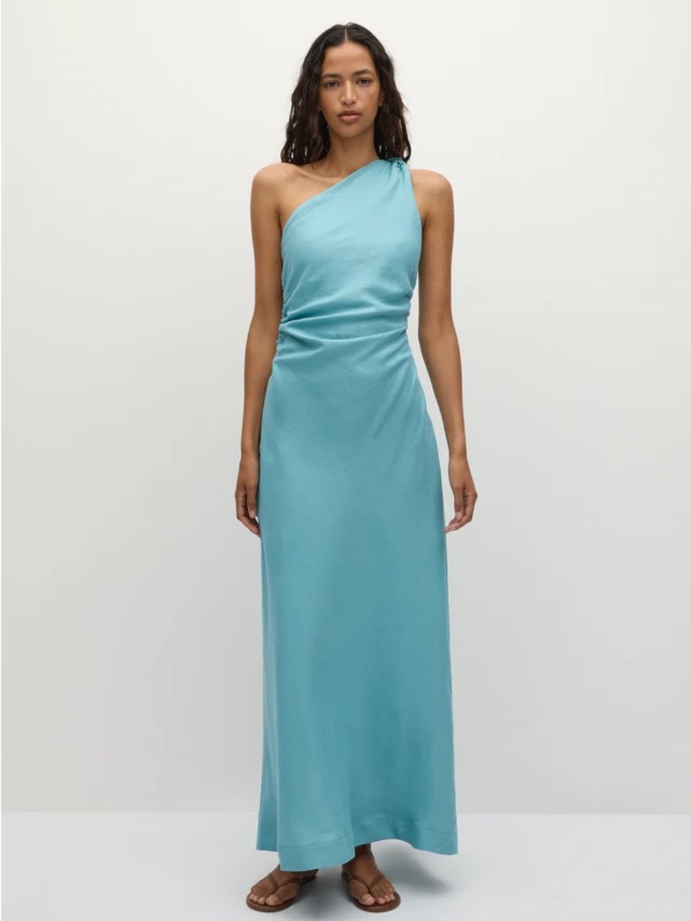 Faithfull the Brand One-Shoulder Aqua Maxi Dress